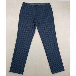 Uniqlo Heattech 36x34 Mens Pants Trousers Slacks Blue Check Stretch